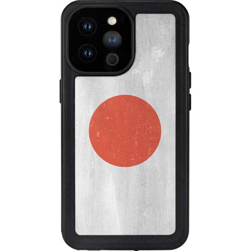 Japanese Flag Distressed iPhone 14 Pro Max Waterproof Case